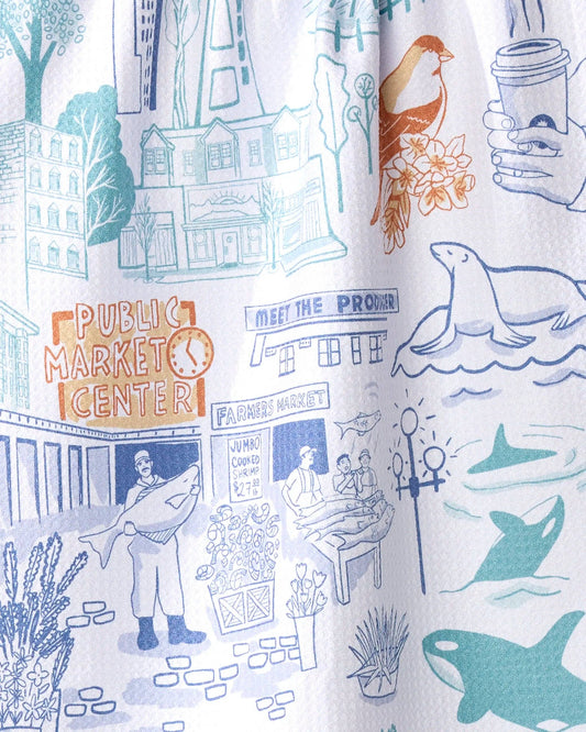 Seattle in Color Tea Towel