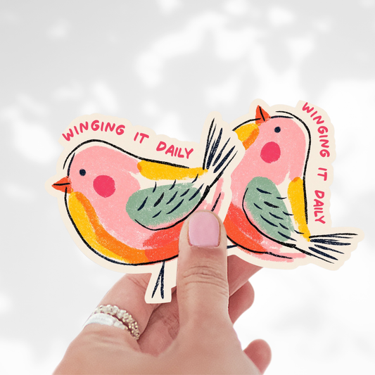 Winging It Daily Bird Sticker – Cute Colorful Bird Sticker