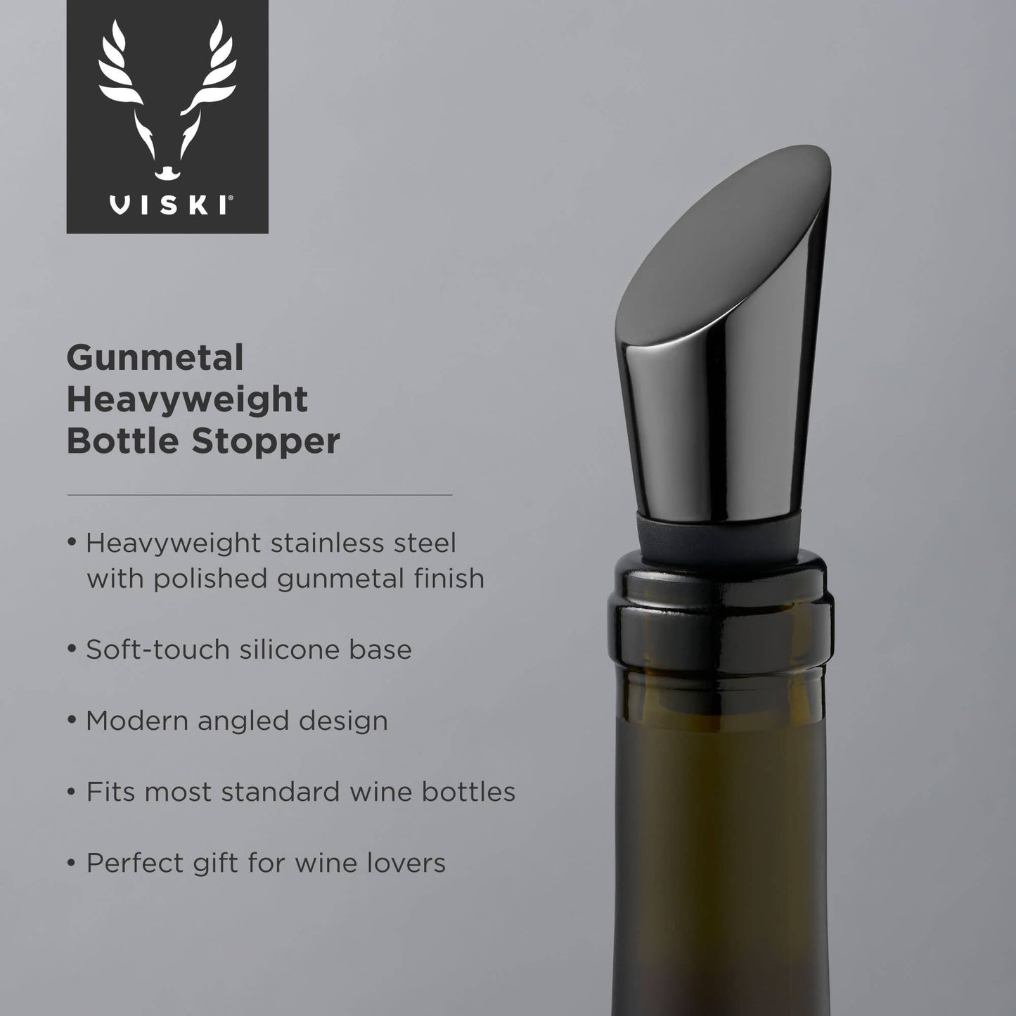 Warren™ Black Gunmetal Plated Heavyweight Bottle Stopper