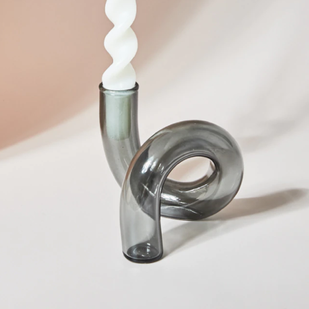 Twist Glass Candlestick Holder / Flower Vase