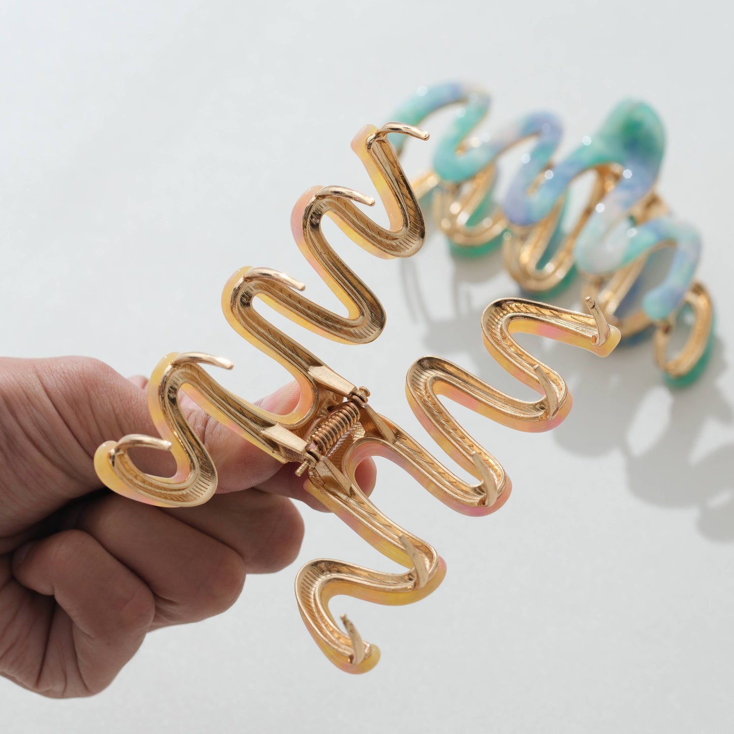 Willow Island Sun Metal Squiggle Claw Clip - Large
