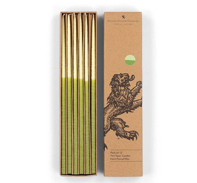 BRITISH COLOUR STANDARD - Thin Taper Candles - Two-Tone in Pistachio and Eau De Nil