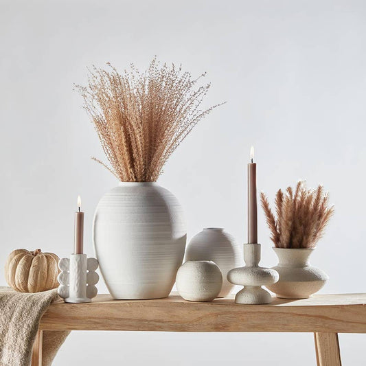 White Ceramic Taper Candle Holder