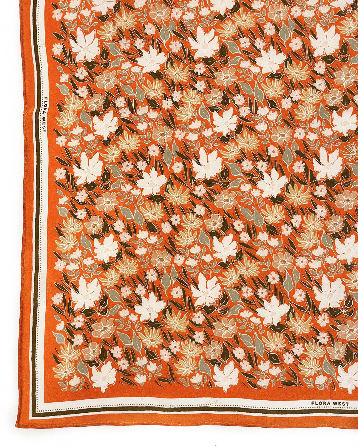 100% Silk Bandana Scarf - Botanical Garden Floral Western