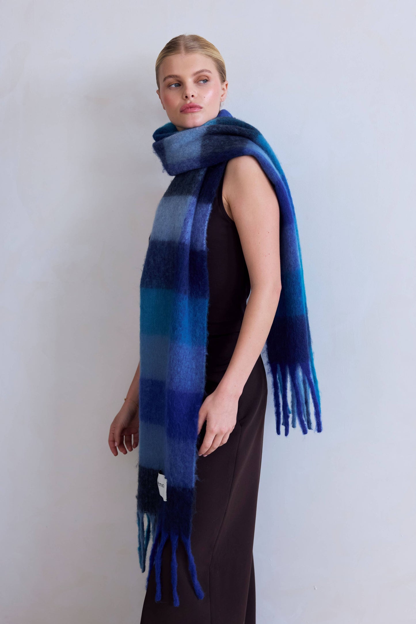 The Reykjavik Scarf - 100% Recycled - Blue Check - FW25