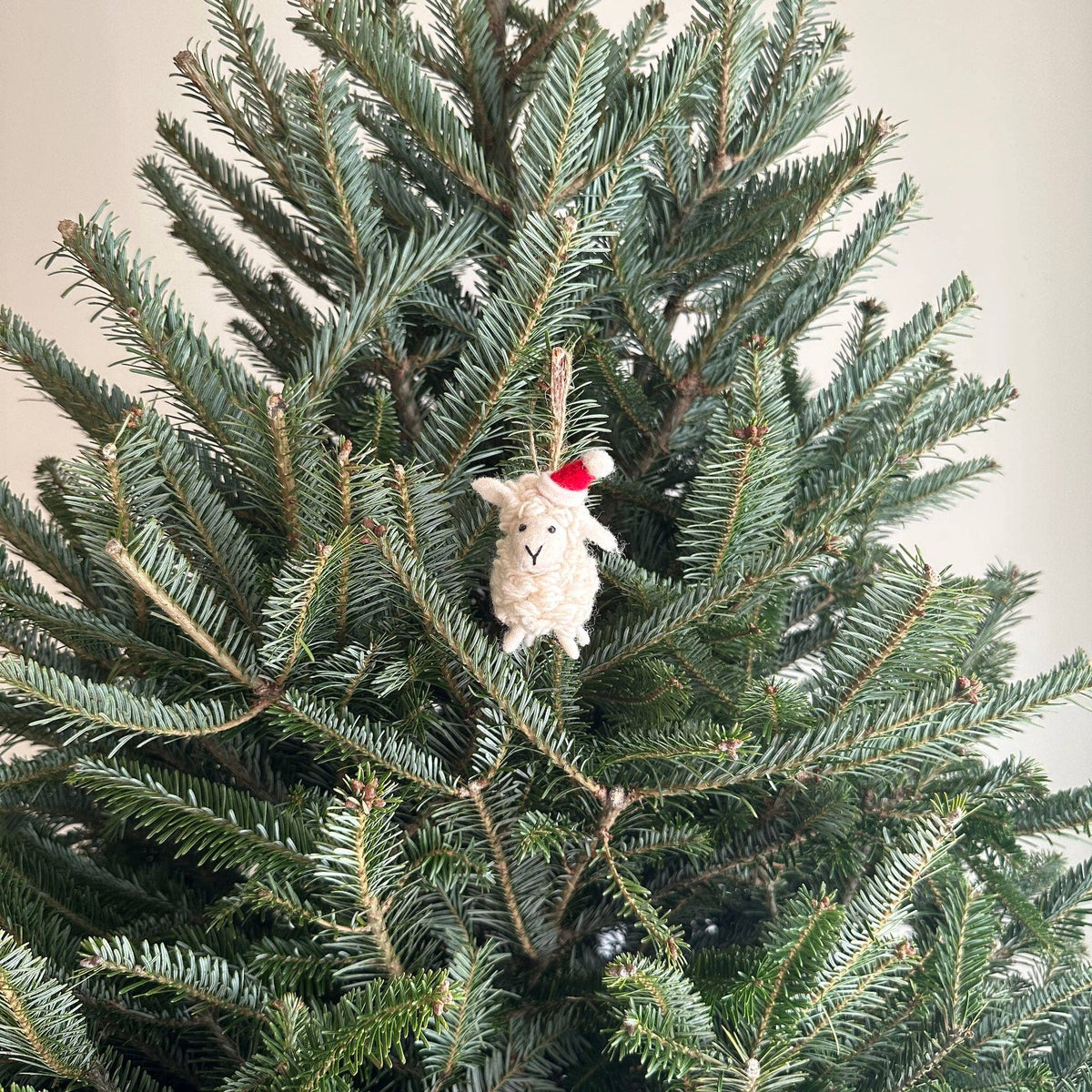 Felt Ornament - Sheep with Christmas Hat