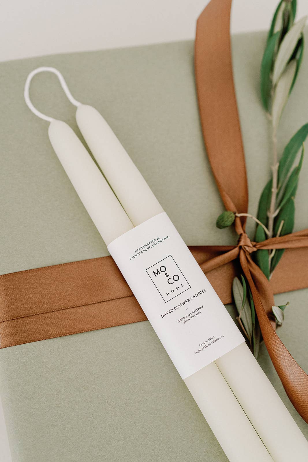 Natural White | Dipped Beeswax Taper Candles | All Natural