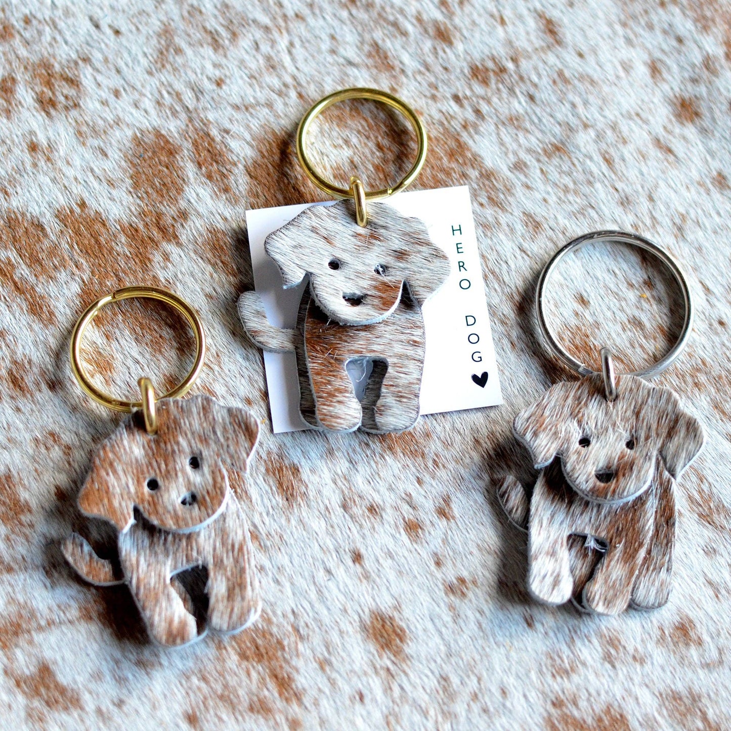 Dog Leather Keychain - Hair-On Leather (Hero Dog Collection)