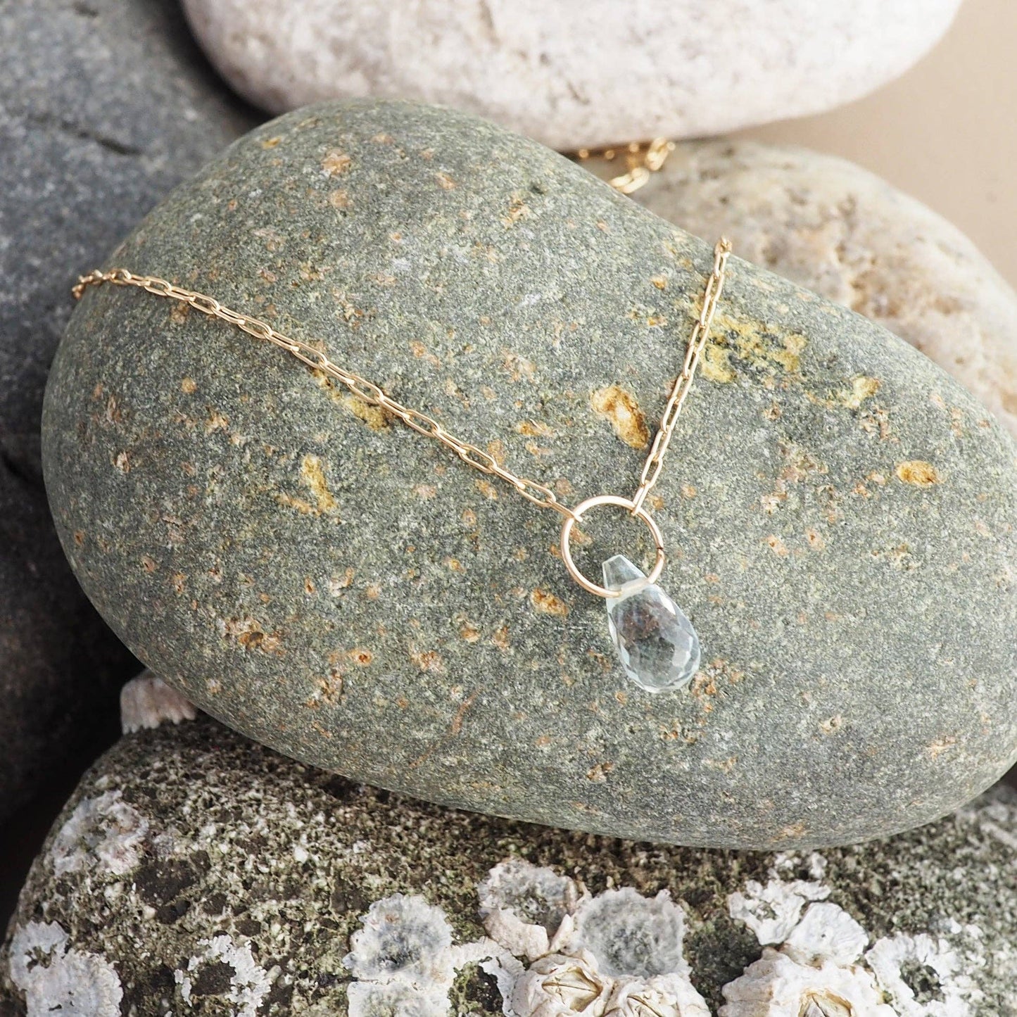 Aquamarine Droplet Necklace
