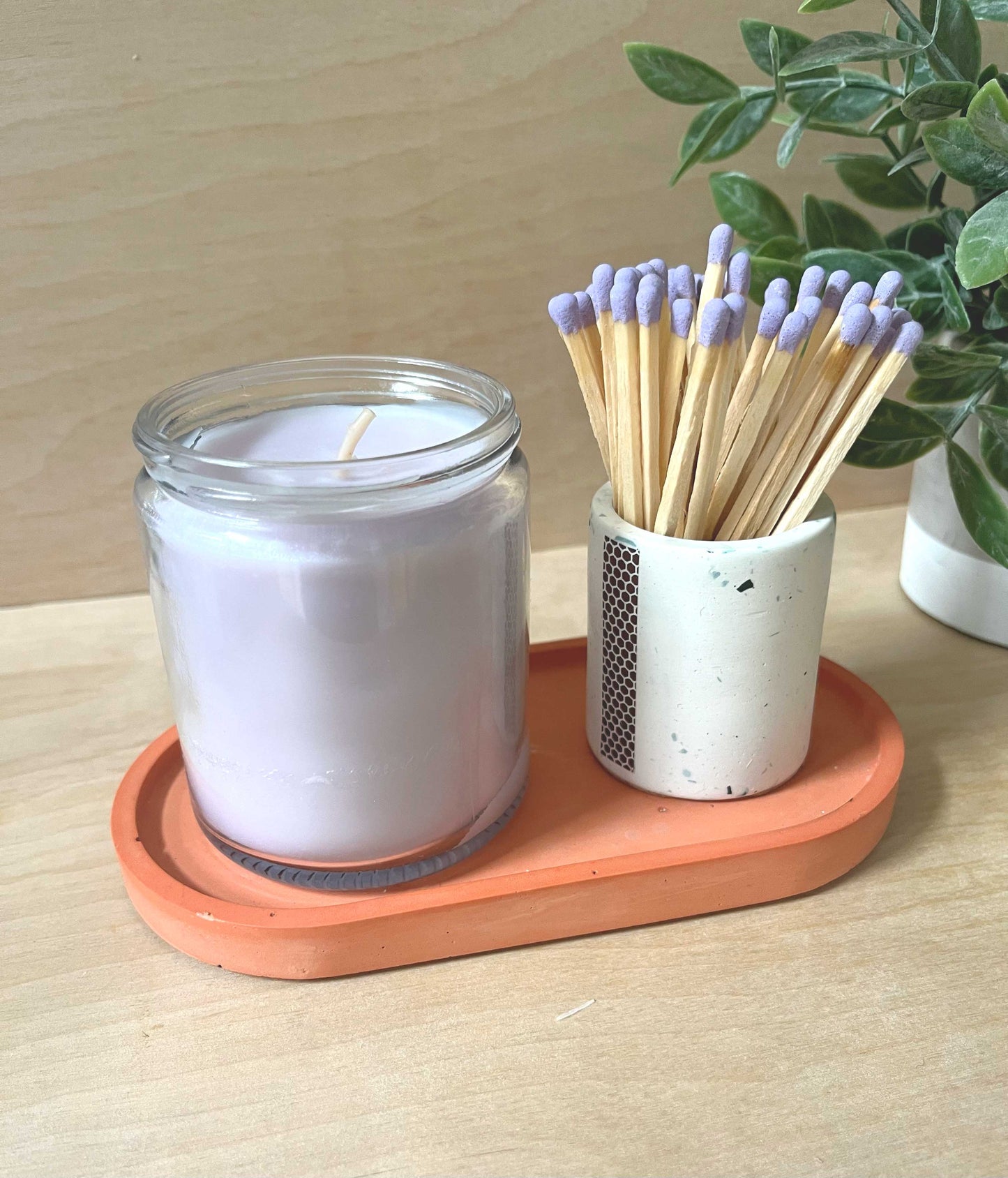 Gypsum Cement Oval Tray | candle tray | trinket tray modern