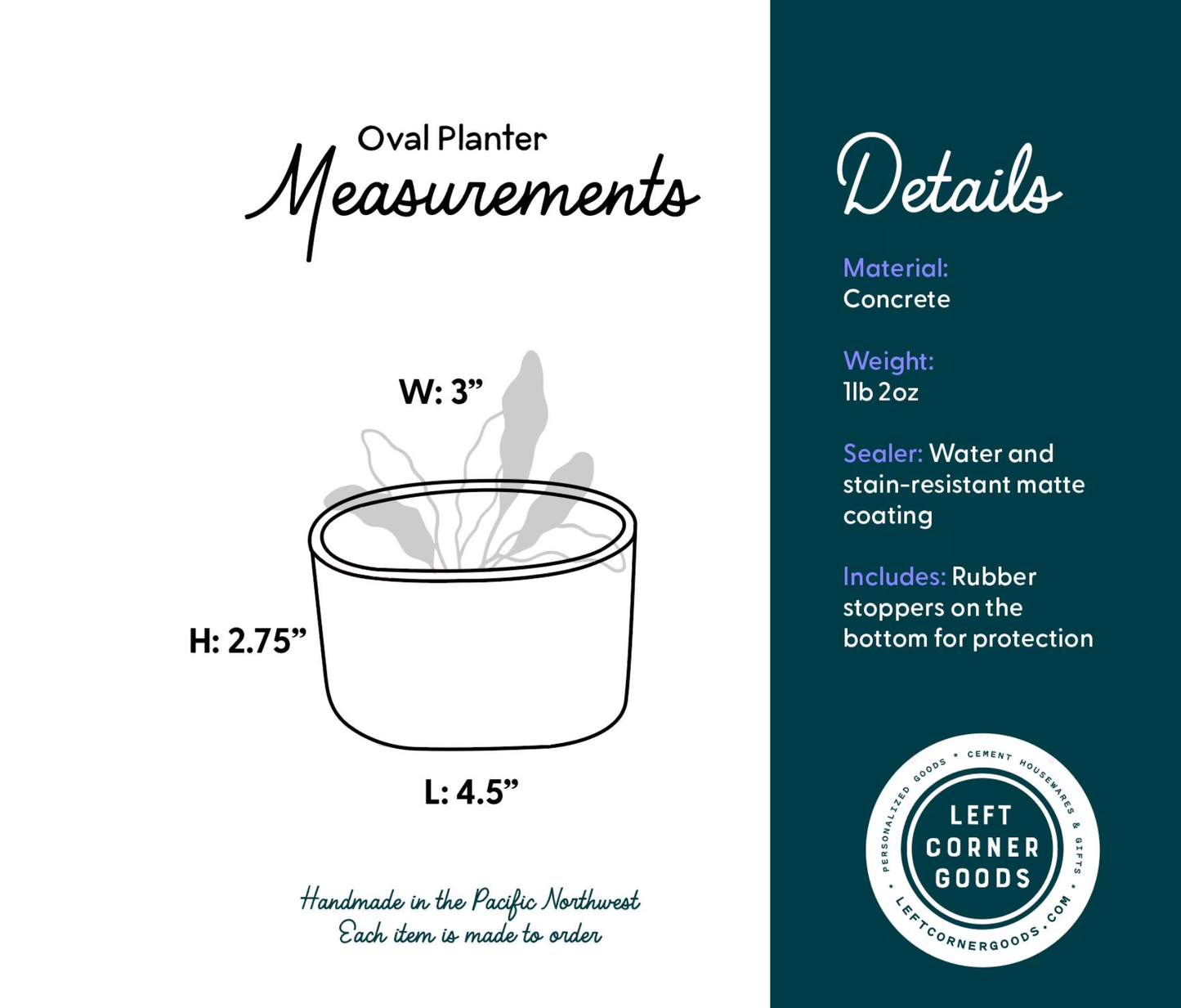 Succulent Oval Concrete Planter