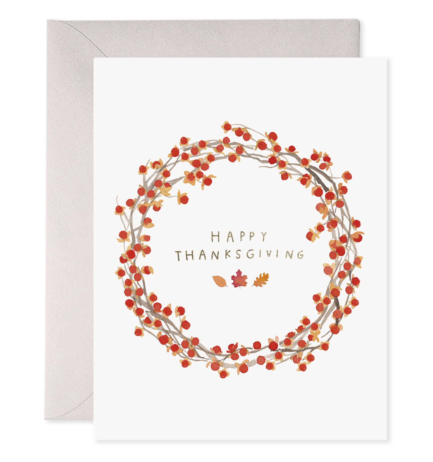 Autumn Berry Wreath Thanksgiving Greeting Card