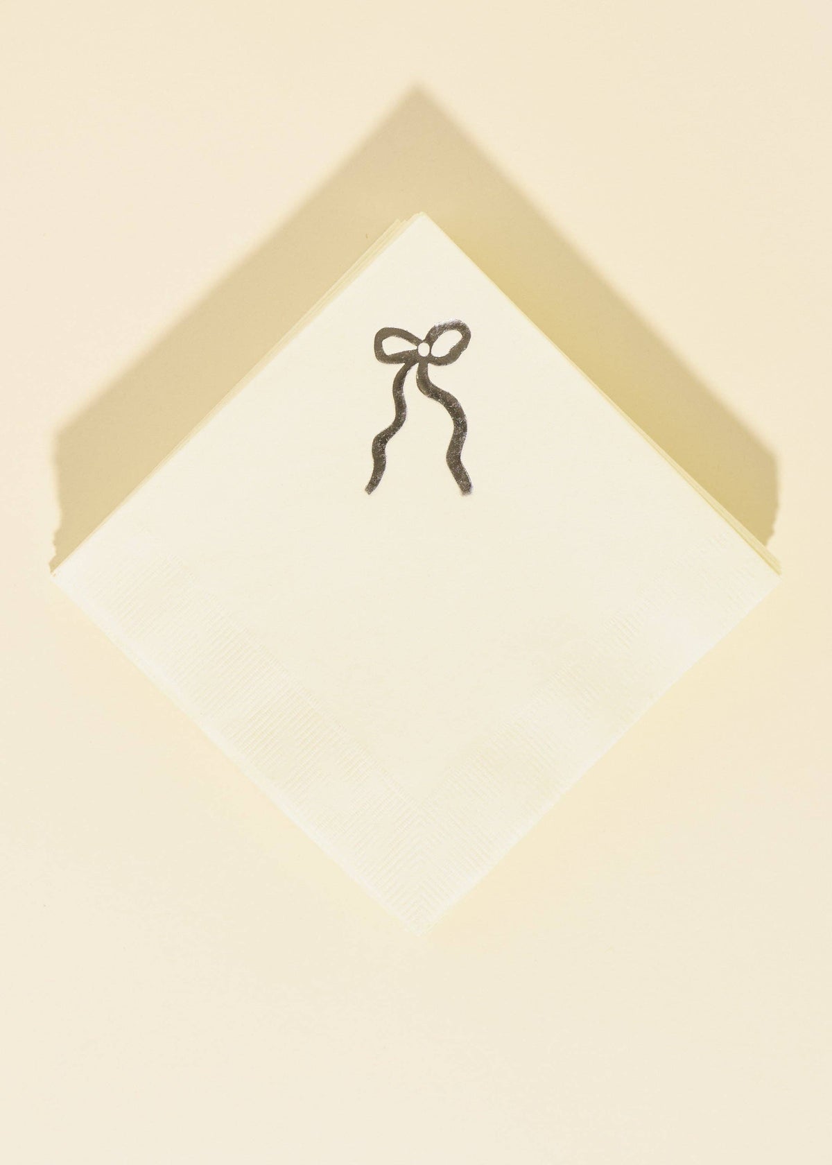 Coquette Silver Bow Paper Beverage Napkins - Set of 20