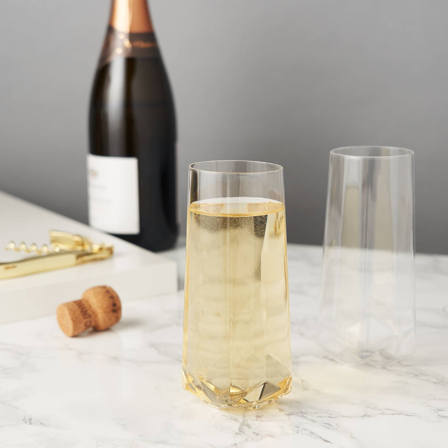 Seneca™ Faceted Stemless Crystal Champagne Flutes Set of 2