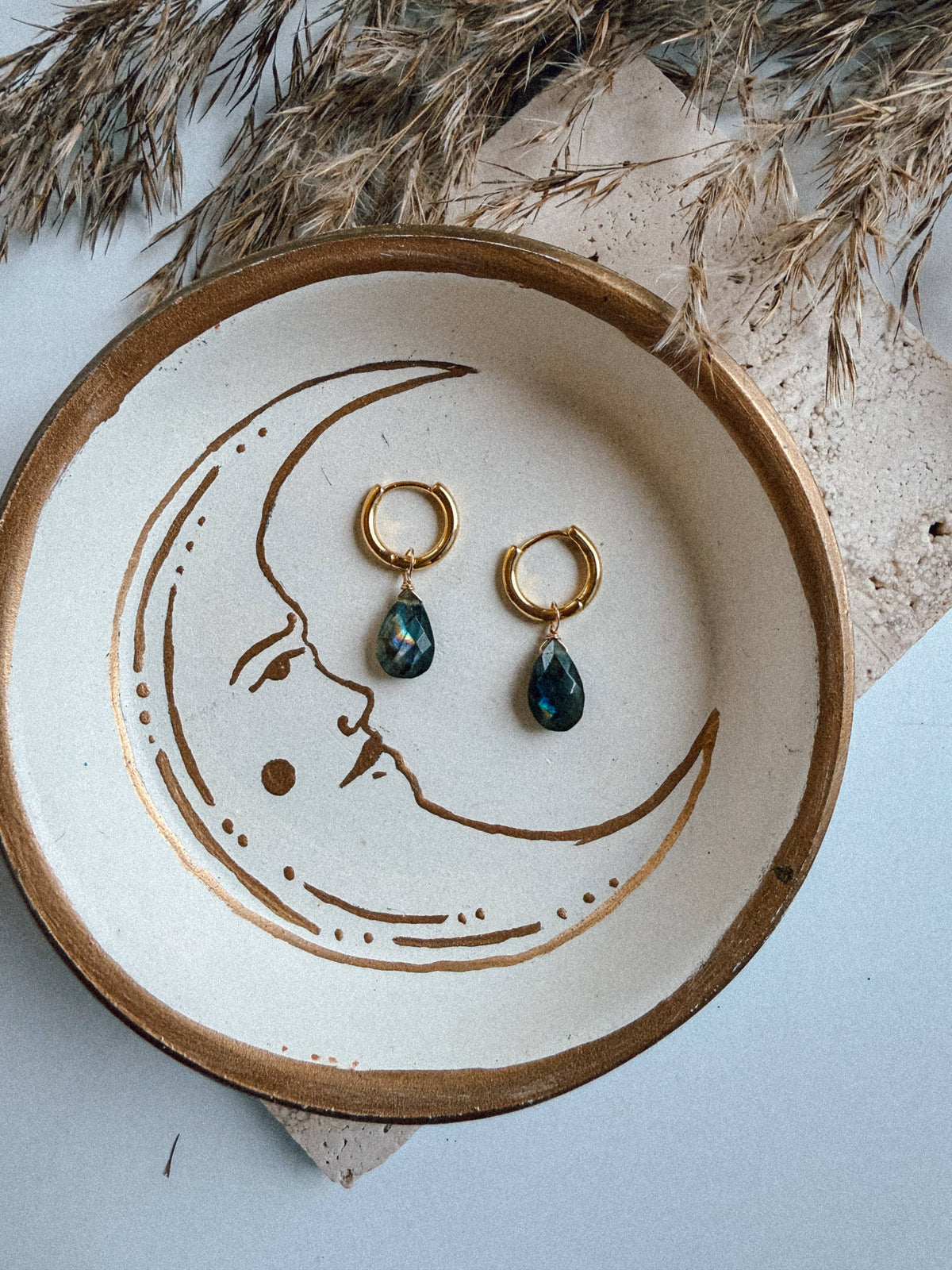 Labradorite Huggie Earrings