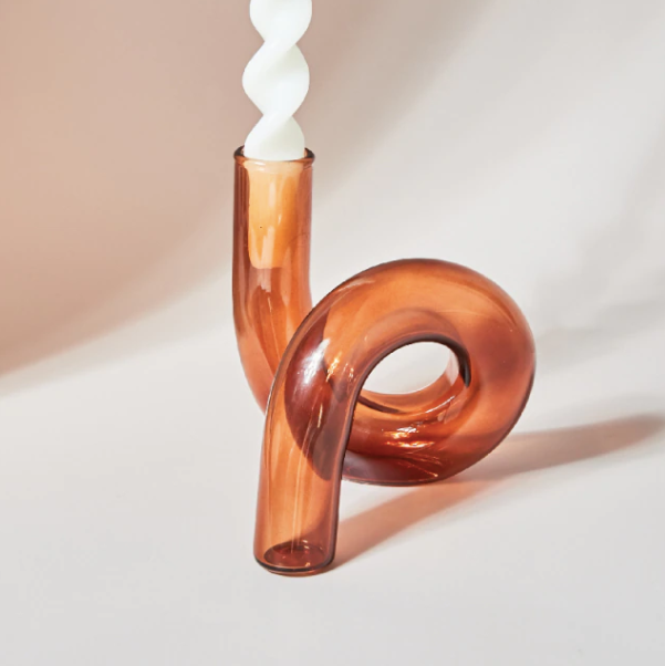 Twist Glass Candlestick Holder / Flower Vase