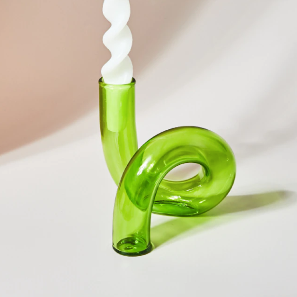 Twist Glass Candlestick Holder / Flower Vase