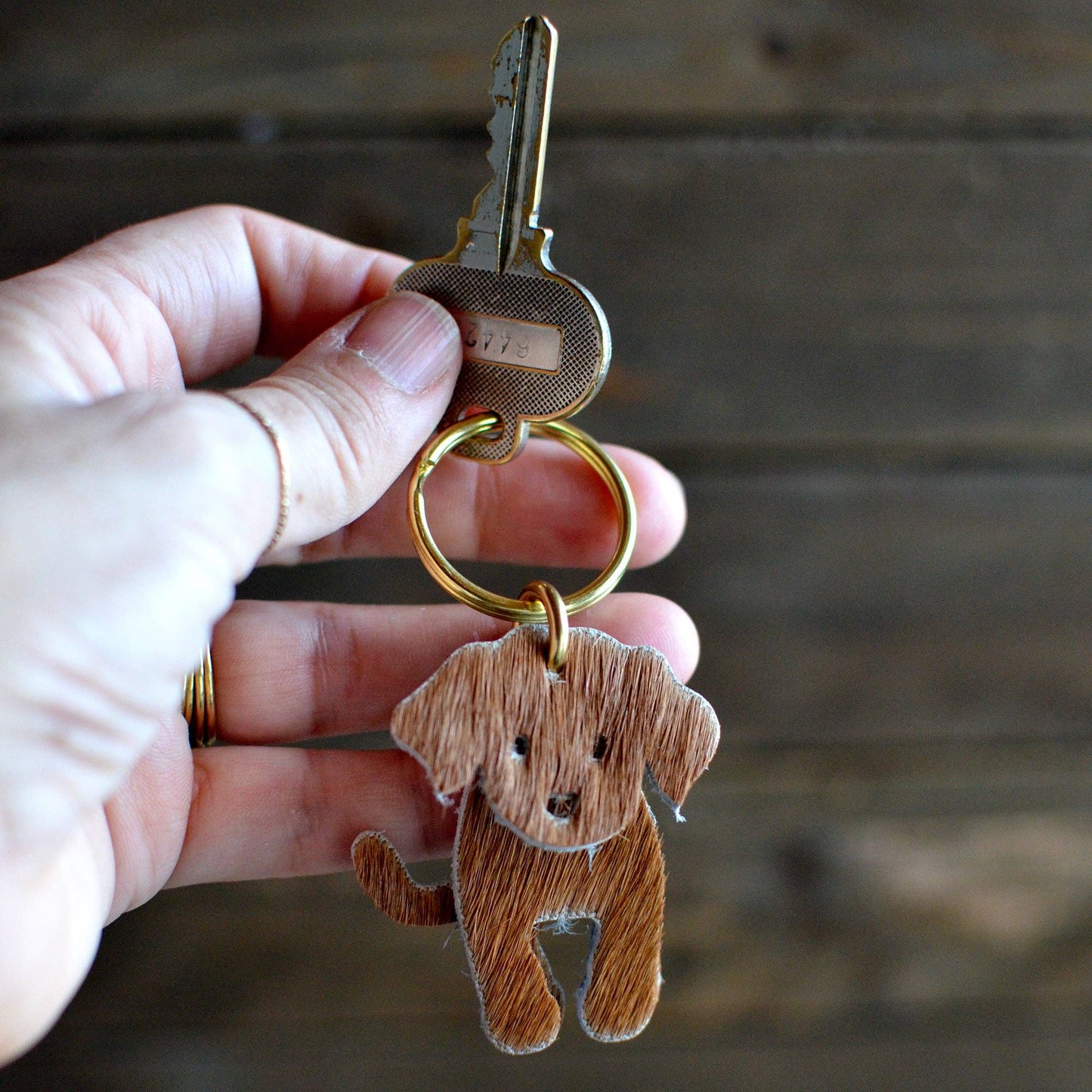 Dog Leather Keychain - Hair-On Leather (Hero Dog Collection)