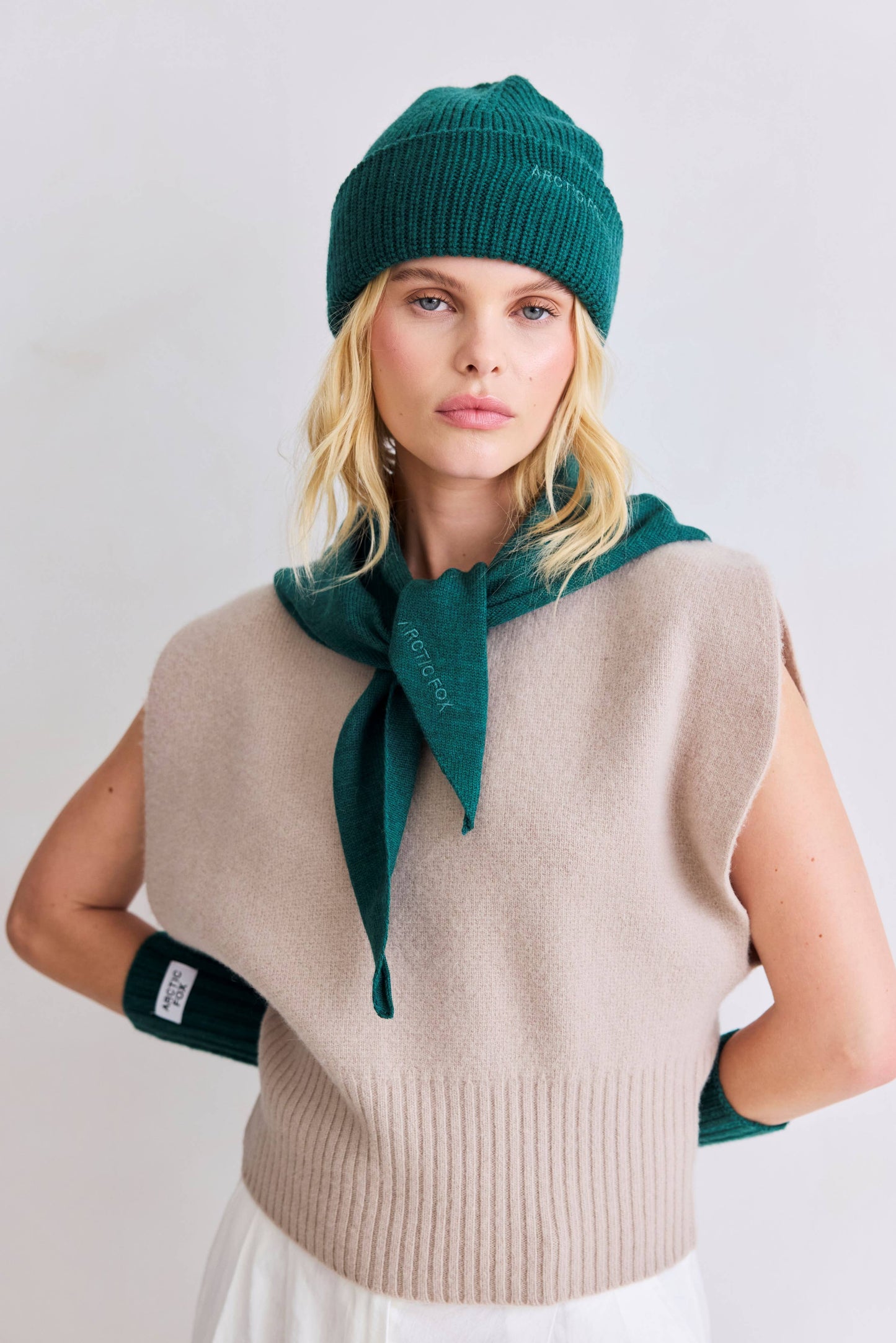 Merino Wool Triangle Scarf - Alpine Fern - FW25