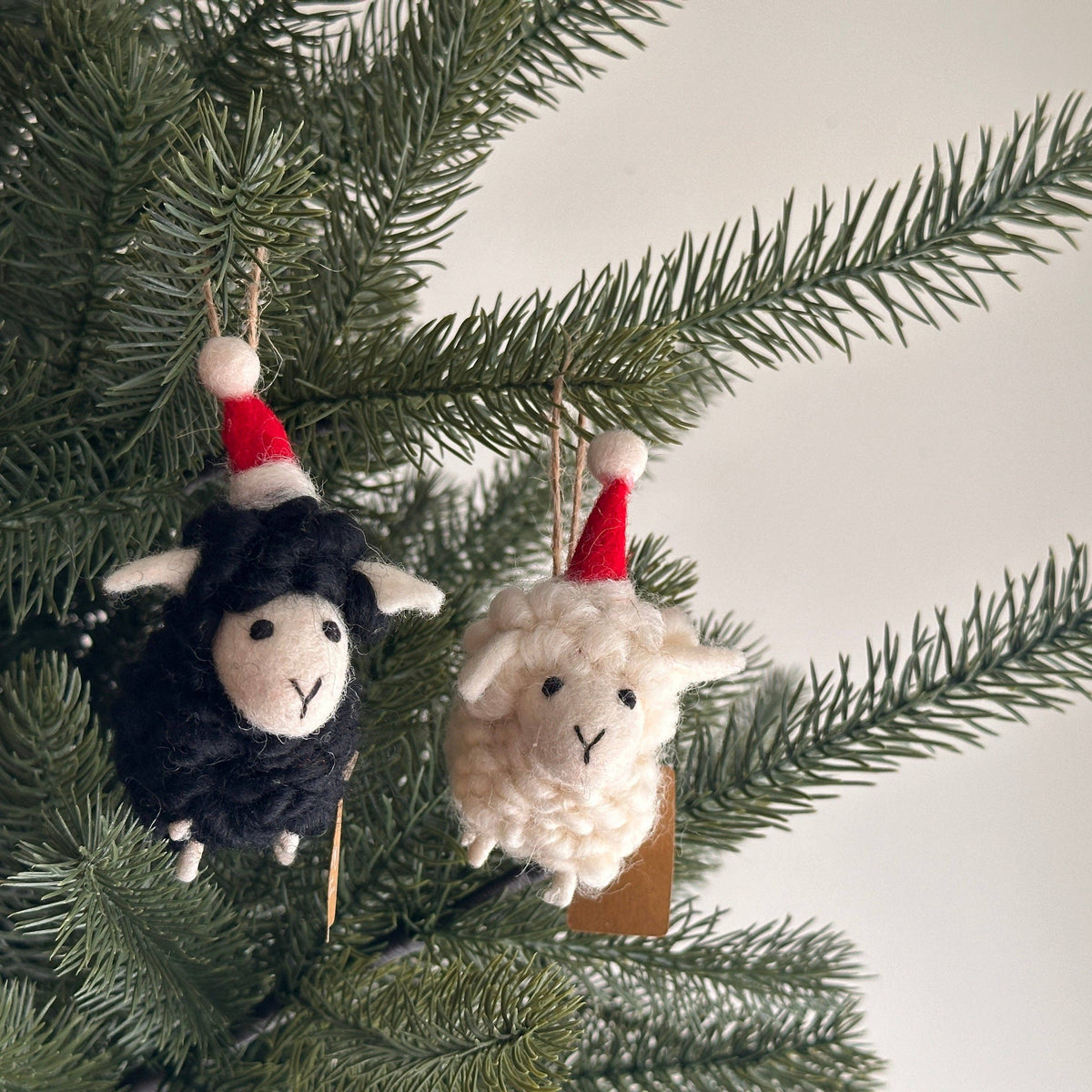 Felt Ornament - Sheep with Christmas Hat