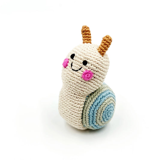 Baby Snail Rattle – Handmade Organic Cotton, Fair Trade Toy