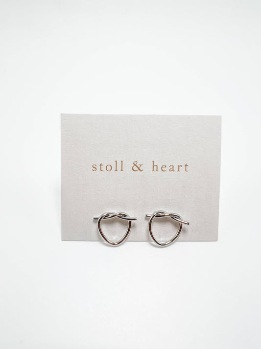 Heart Knot Studs - Silver