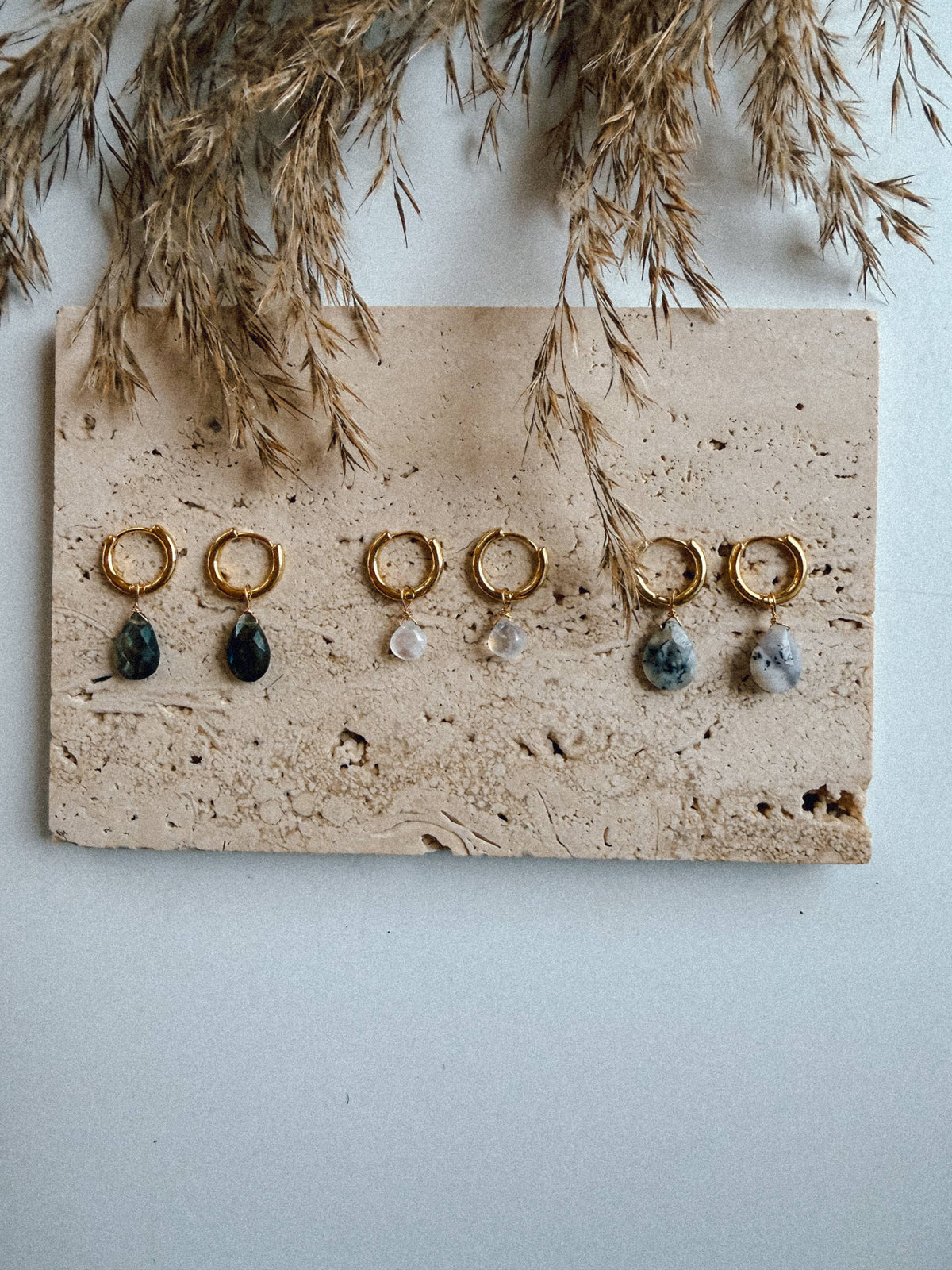 Labradorite Huggie Earrings