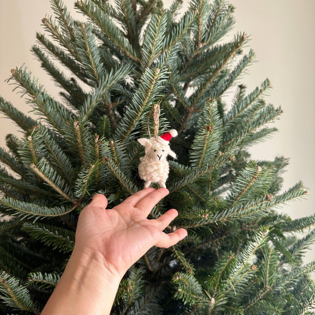 Felt Ornament - Sheep with Christmas Hat