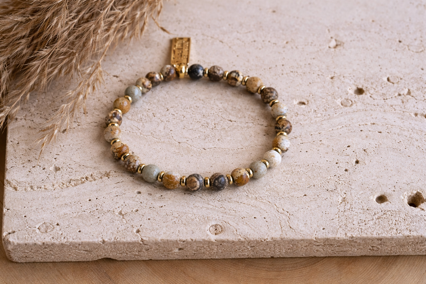 Genuine Gemstone and Gold Spacer Bead Bracelets