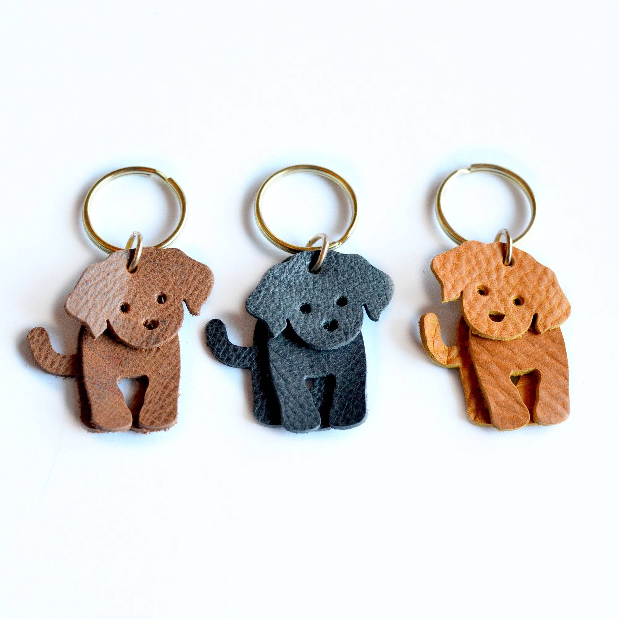 Doodle Dog Leather Key Ring - PEBBLED + SOFT Leather Options – Madrona ...