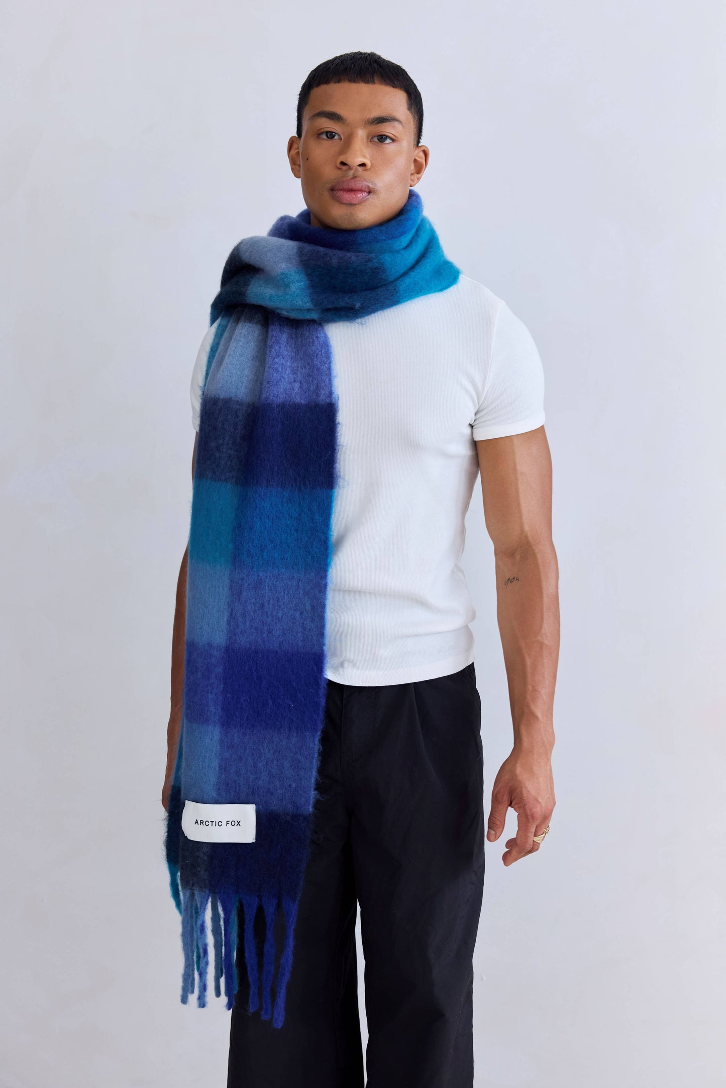 The Reykjavik Scarf - 100% Recycled - Blue Check - FW25