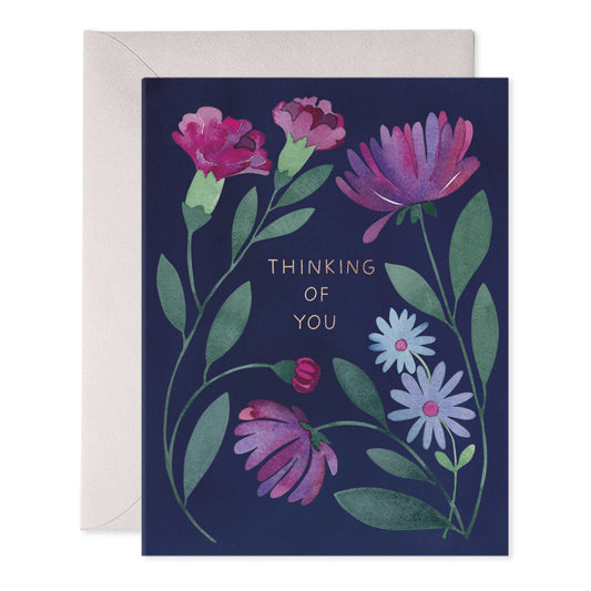 Purple Floral Thinking of You Greeting Card