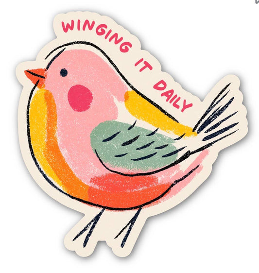 Winging It Daily Bird Sticker – Cute Colorful Bird Sticker