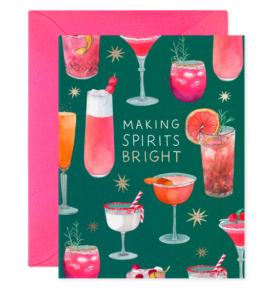 Making Spirits Bright Holiday Cocktail Greeting Card
