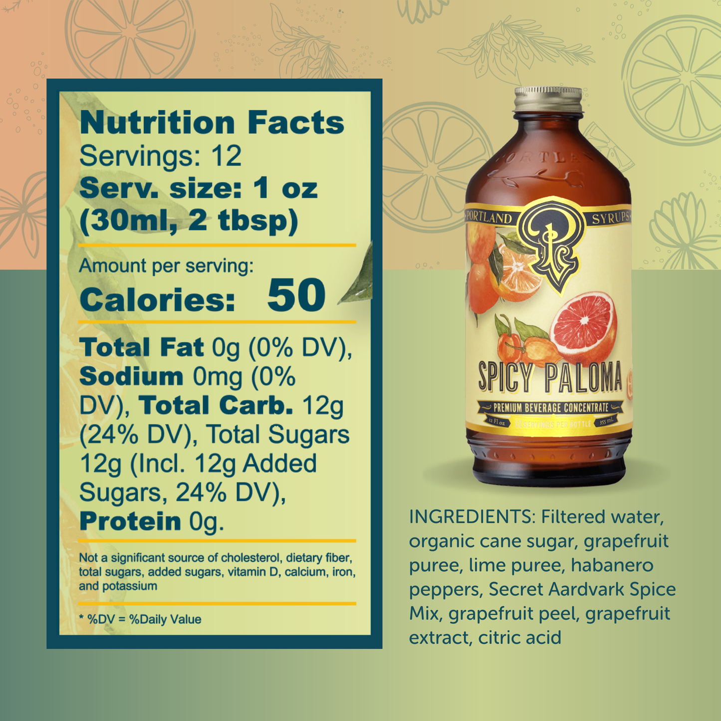 Spicy Paloma Syrup 12oz - cocktail / mocktail / Coffee / Tea