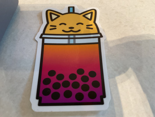 Sticker - boba cat